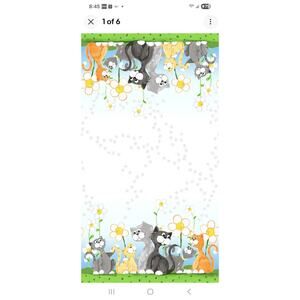 3-1/8 Yards Feline Drive Fabric KITTY THE CAT Double Border Susybee 43in F